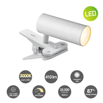Lampe à poser Home Sweet Home LED Clips tube blanc 4,5W 2