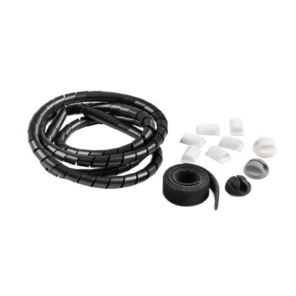 D-Line kabelmanagment kit zwart spiraal + band + kabel clips