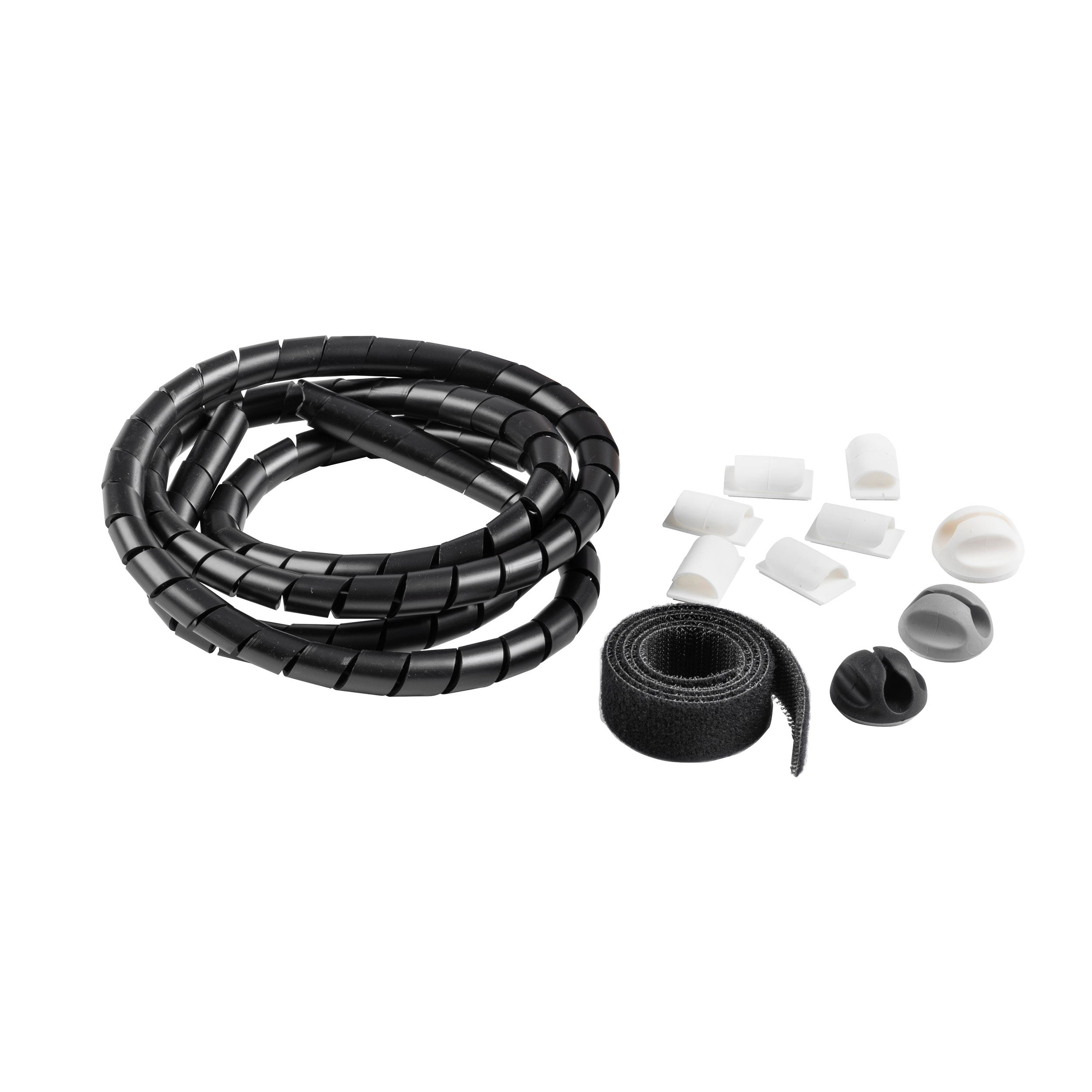 Beheer voordat Concentratie D-Line kabelmanagment kit zwart spiraal + band + kabel clips