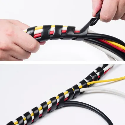 D-Line kabelmanagment kit zwart spiraal + band + kabel clips 2