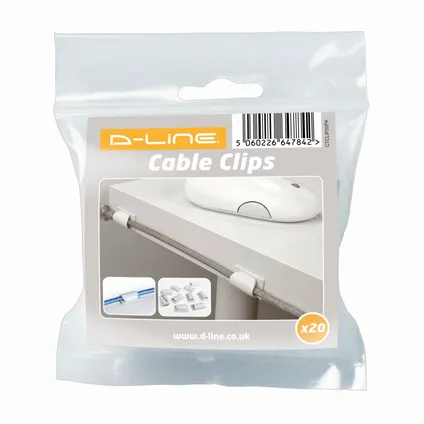 D-Line kabel clips zelfklevende kabelhouder 6st. wit 5