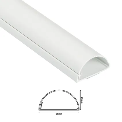 Goulotte D-Line auto-adhésive demi-rond 50x25mm 1.5m blanc 8
