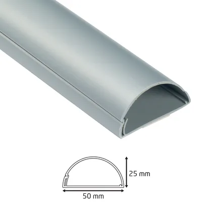 Goulotte autoadhésive semi-circulaire D-Line 50x25mm 1,5m effet aluminium