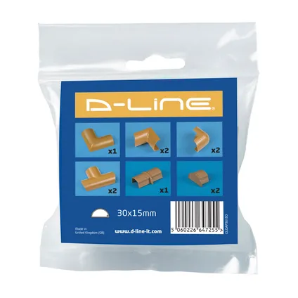 D-Line verbindingsset clip-over voor kabelgoot 30x15mm eiken  3