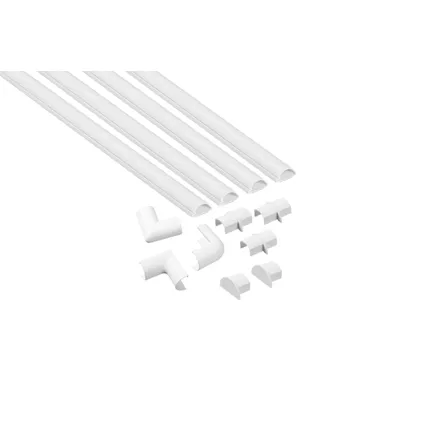 D-Line kabelgoot + verbindingen set zelfklevend clip-over accessoires 20x10mm wit 2