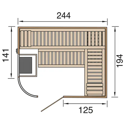 Weka design sauna Sara 2 9,6 kW BioS 194x244cm 3