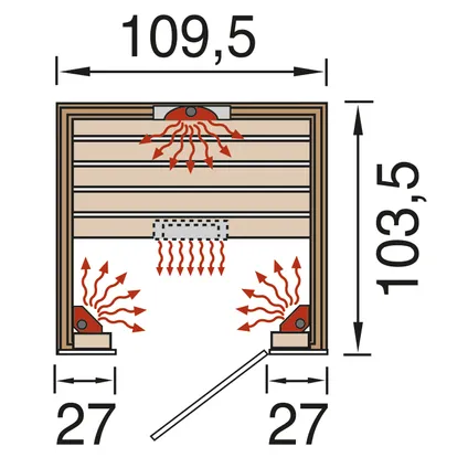 Weka Infrarood sauna Hamina 1 103,5x109,5cm 3