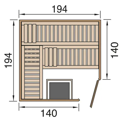 Weka sauna Varberg 3 HT 7,5Kw OS 194x194cm 3
