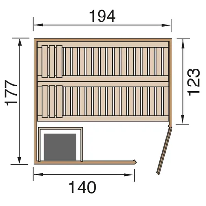 Sauna d'angle Weka Kiruna 2 4,5kW BioS 230V 177x194cm 3