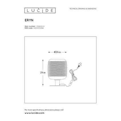 Lucide tafellamp Eryn chroom E27 4