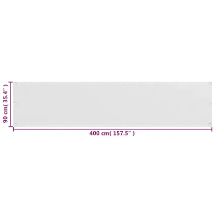 vidaXL Écran de balcon en PEHD blanc de 90x400 cm 5