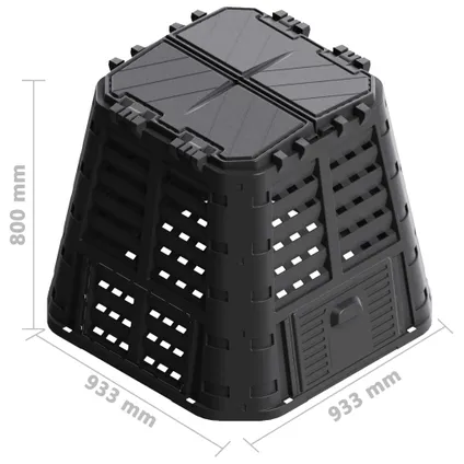 VidaXL compostbak zwart 93.3x93.3x80cm 480L 10