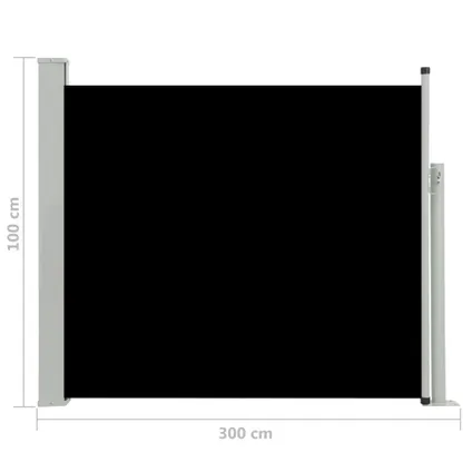 vidaXL Auvent latéral rétractable de patio 100x300 cm Noir 8
