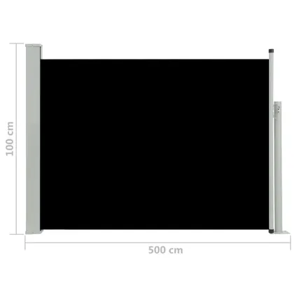 VidaXL tuinscherm uittrekbaar 100x500cm zwart 7