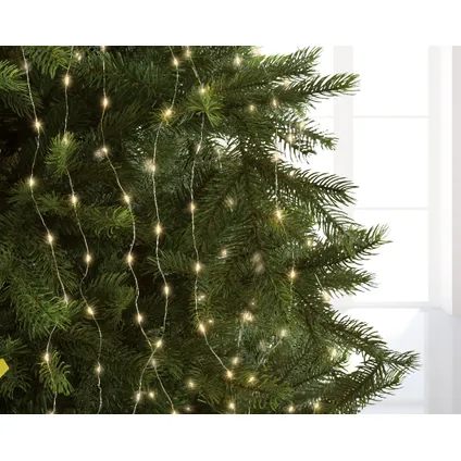 Micro LED lichtgordijn kerstboom zilver 672 warm wit 210cm 3
