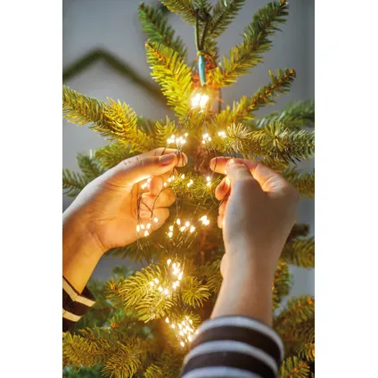 Micro LED lichtgordijn kerstboom zilver 672 warm wit 210cm 6