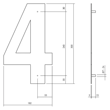Intersteel huisnummer 4 XL hoogte 30cm rvs mat zwart 2