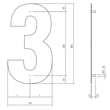 Numéro de maison Intersteel 3 XL hauteur 30cm acier inoxydable   noir mat 2