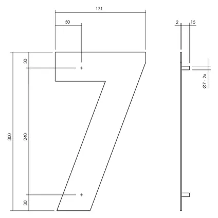 Numéro de maison Intersteel 7 XL hauteur 30cm acier inoxydable   noir mat 2
