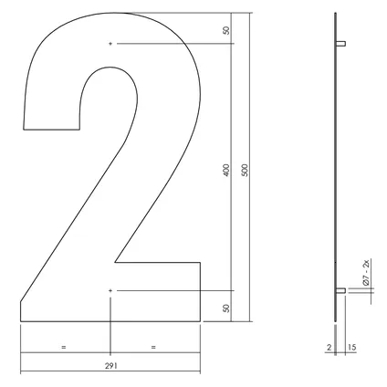 Numéro de maison Intersteel 2 XXL hauteur 30cm acier inoxydable   noir mat 2