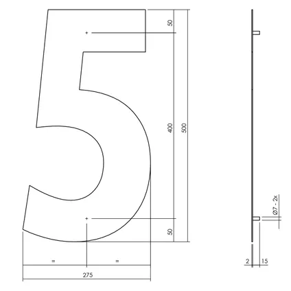 Numéro de maison Intersteel 5 XXL hauteur 30cm acier inoxydable   noir mat 2