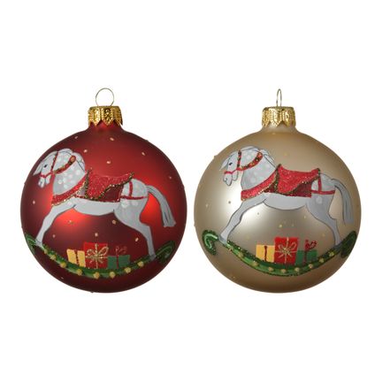 Boule de Noël Decoris verre cheval à bascule Ø8cm 1pièce