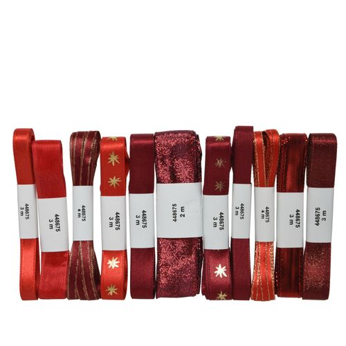 Ruban Decoris polyester 400x0,5cm rouge/couleurs 1pc