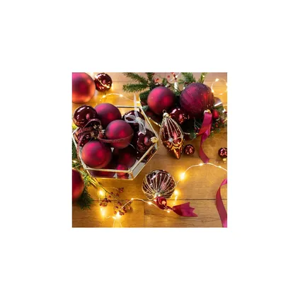Decoris Kerstballen - 4 cm - donkerrood - 18 stuks 2