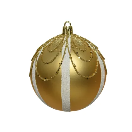 Decoris onbreekbare kerstbal glitter wit/goud 8cm