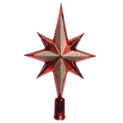 Decoris Piek - ster - glitters - rood - kunststof - 25 cm