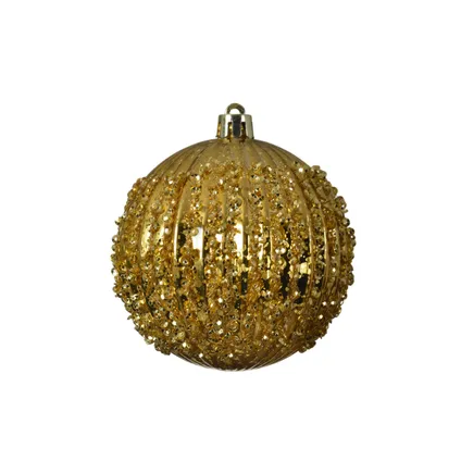 Decoris onbreekbare kerstbal licht goud 8cm