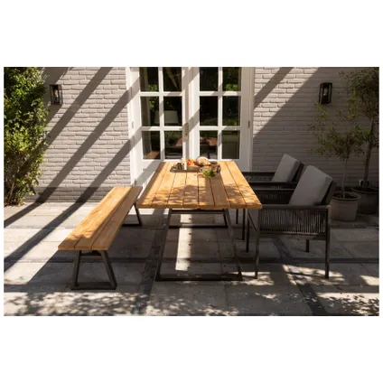 Table À Manger À L'extérieur - Teck/Aluminium - Naturel/Noir - 75X185x90 - Exotan - Sydney 3