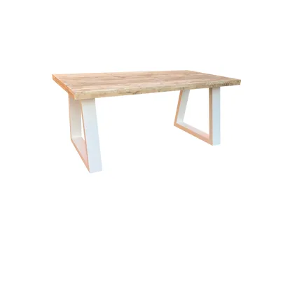 Table à manger Wood4You Vancouver bois d'échafaudage blanc 220x78x90cm