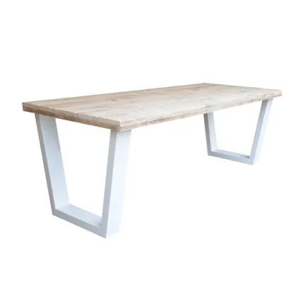 Table à manger Wood4You New York bois échafaudage blanc 220x78x90cm