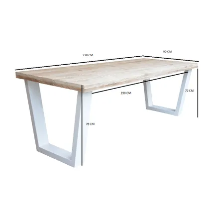 Table à manger Wood4You New York bois échafaudage blanc 220x78x90cm 4