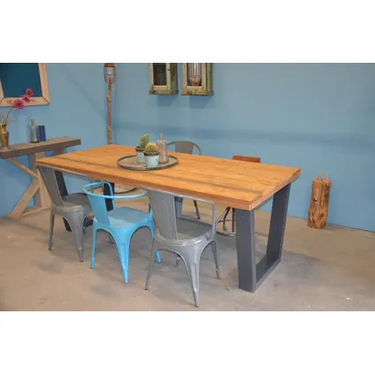 Table à manger Wood4You New York bois torréfié anthracite 220x78x90cm 3
