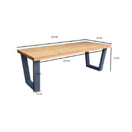 Table à manger Wood4You New York bois torréfié anthracite 220x78x90cm 4