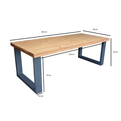 Table à manger Wood4you New England bois torréfié anthracite 200x78x90cm 3