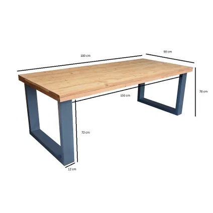 Table à manger Wood4you New England bois torréfié anthracite 180x78x90cm 3