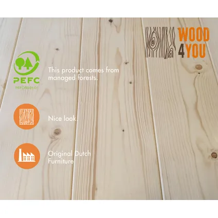 Wood4you tuinbank Vlieland vurenhout bouwpakket 175x57x72cm + kussen 6