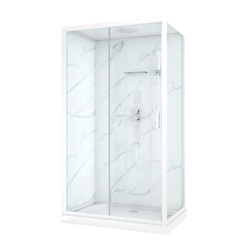 Cabine de douche Allibert Enohr rectangulaire blanc 120x80cm