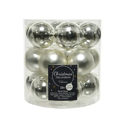 Decoris kerstballen zilver mat/glanzend glas Ø4cm - 18 stuks