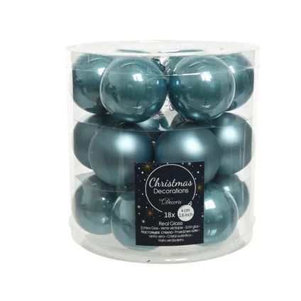 Boules de Noël Decoris verre bleu mix Ø4cm 18pcs