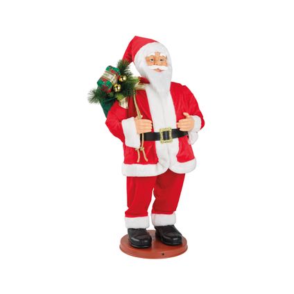 Père Noël Decoris polyester chant/danse rouge 30x40x100cm rouge