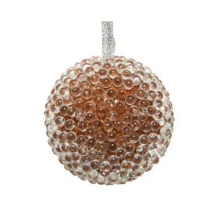 Boule de Noël mousse Decoris perles ambre 8cm
