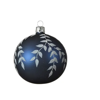 Decoris Kerstballen met motieven glas nachtblauw Ø8cm