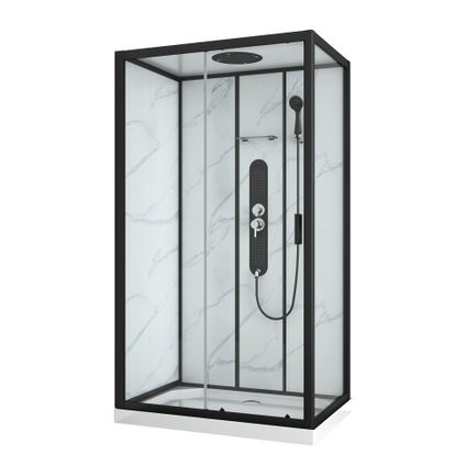 Cabine de douche Allibert Sepa rectangulaire noir 120x80cm