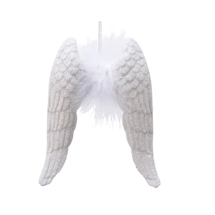 Decoris kerstboomhanger vleugels plastic wit