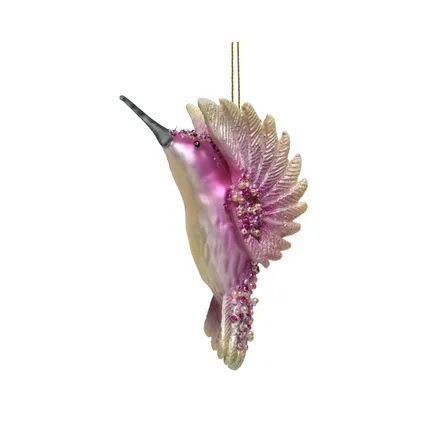 Decoris kerstboomhanger kolibrie glas roze