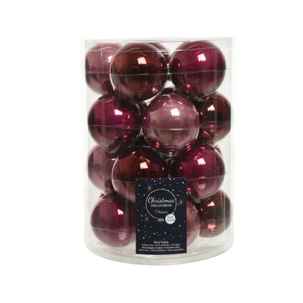Kerstbal glas bordeaux/roze 6cm 20 stuks